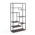 Bookcase in metal and wooden shelves - lead Viadurini
