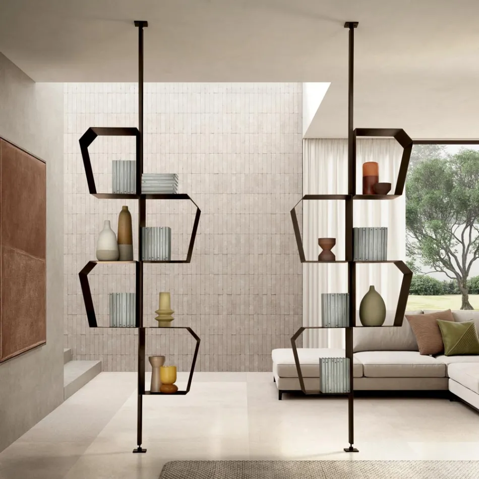 Painted Metal Bookcase with Adjustable Legs Made in Italy - Fernanda Viadurini