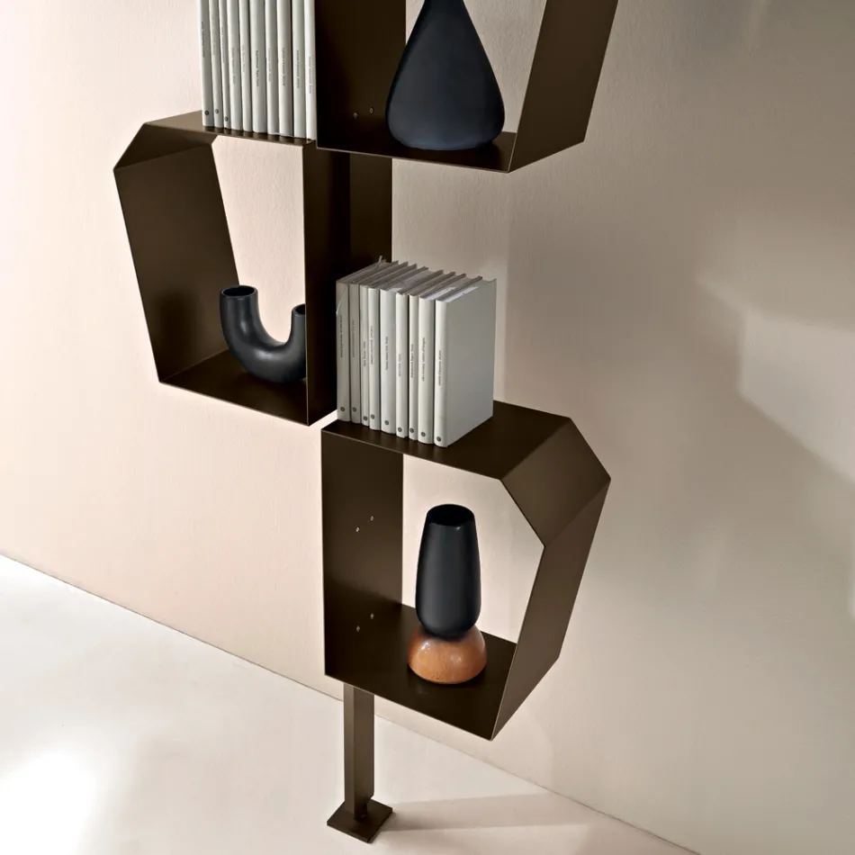 Painted Metal Bookcase with Adjustable Legs Made in Italy - Fernanda Viadurini