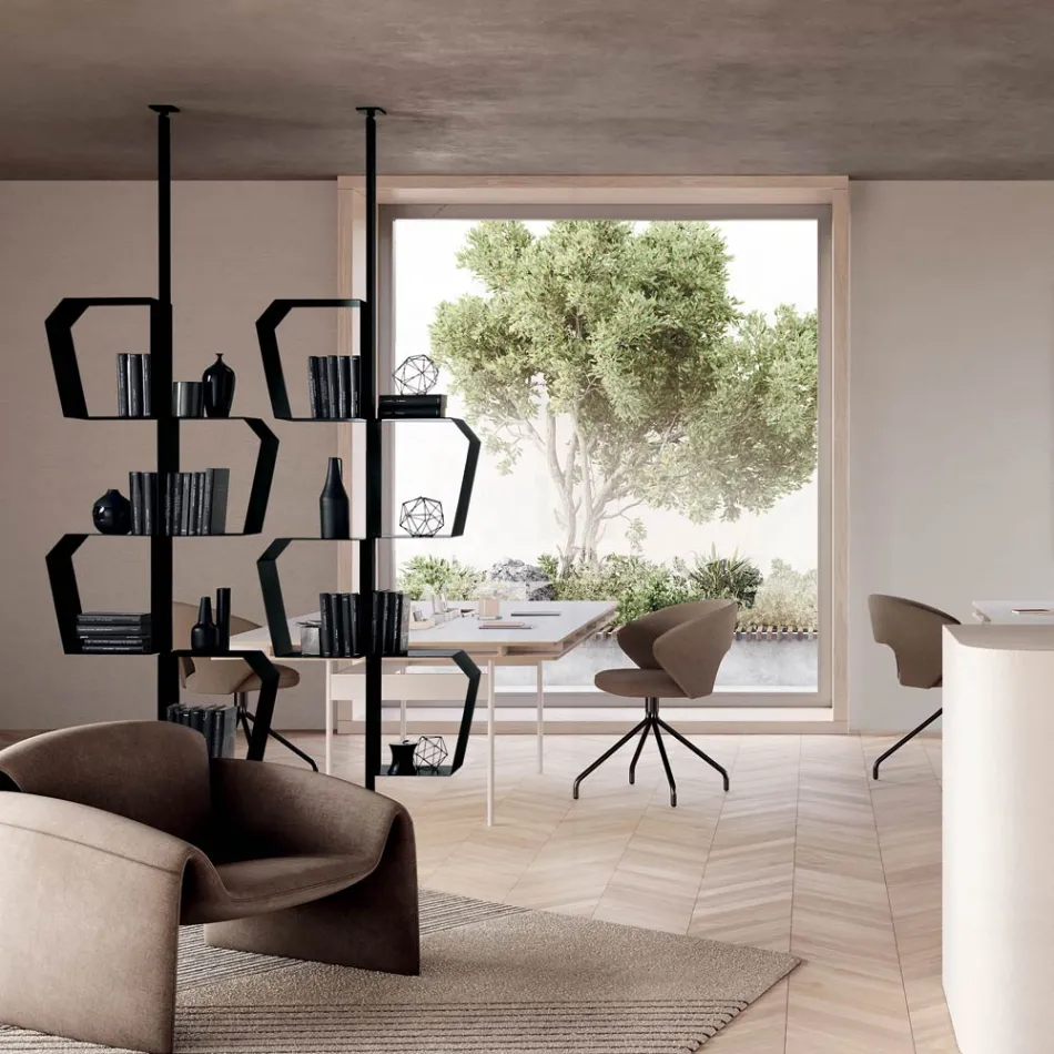 Painted Metal Bookcase with Adjustable Legs Made in Italy - Fernanda Viadurini