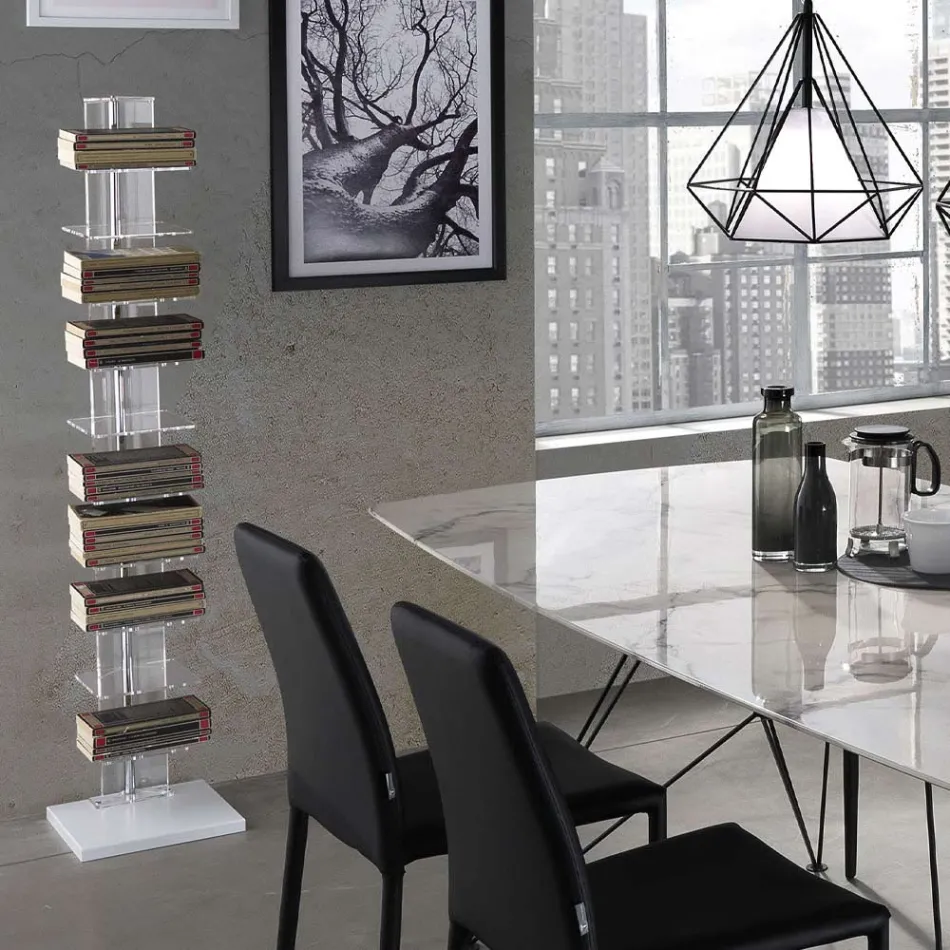 Bookcase Made of Transparent Acrylic - Chrome Viadurini