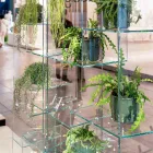 Lounge bookcase in extra-clear glass with or without drawers Made in Italy - Linzy Viadurini