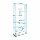 Double Extra-clear Glass Lounge Bookcase with or without Drawers - Linzy Viadurini