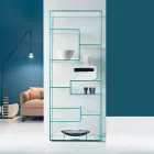 Double Extra-clear Glass Lounge Bookcase with or without Drawers - Linzy Viadurini