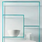 Double Extra-clear Glass Lounge Bookcase with or without Drawers - Linzy Viadurini