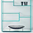 Double Extra-clear Glass Lounge Bookcase with or without Drawers - Linzy Viadurini