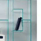 Single Column Bookcase in Extra-clear or Smoked Glass for Lounge - Linzy Viadurini