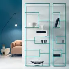 Single Column Bookcase in Extra-clear or Smoked Glass for Lounge - Linzy Viadurini