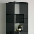 Single Column Bookcase in Extra-clear or Smoked Glass for Lounge - Linzy Viadurini