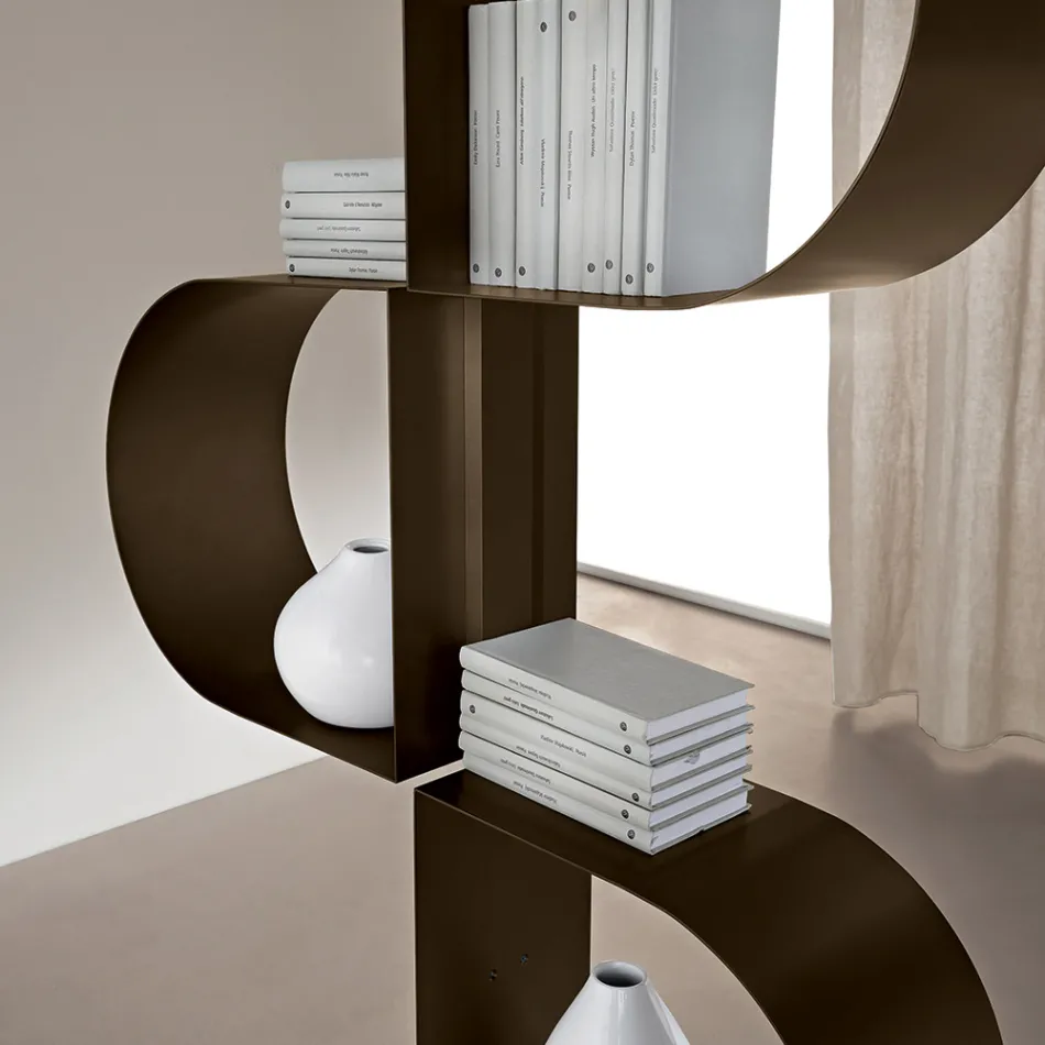 Fatima Painted Metal Vertical Bookcase with Adjustable Legs Viadurini