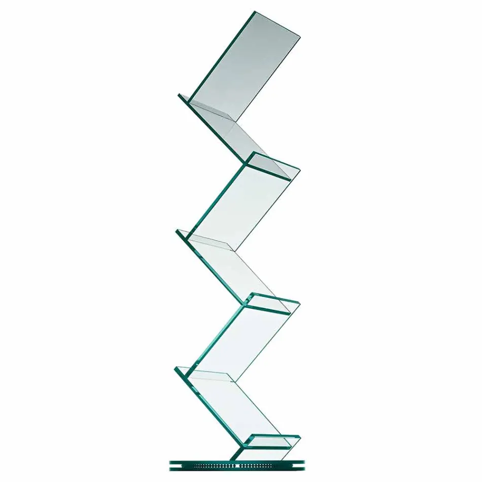 Vertical Bookcase in Transparent Glass for Freestanding Lounge - Brugo Viadurini