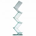 Vertical Bookcase in Transparent Glass for Freestanding Lounge - Brugo