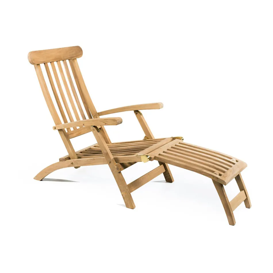 Natural Teak Wood Garden Lounger - Yggdrasil Viadurini