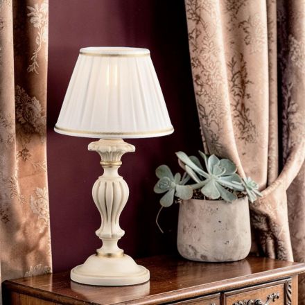 Wooden Lamp with Lampshade Made in Italy - Milan Viadurini