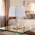 Gilded Iron and Crystal Table Lamp with Made in Italy Lampshade - Innsbruck
