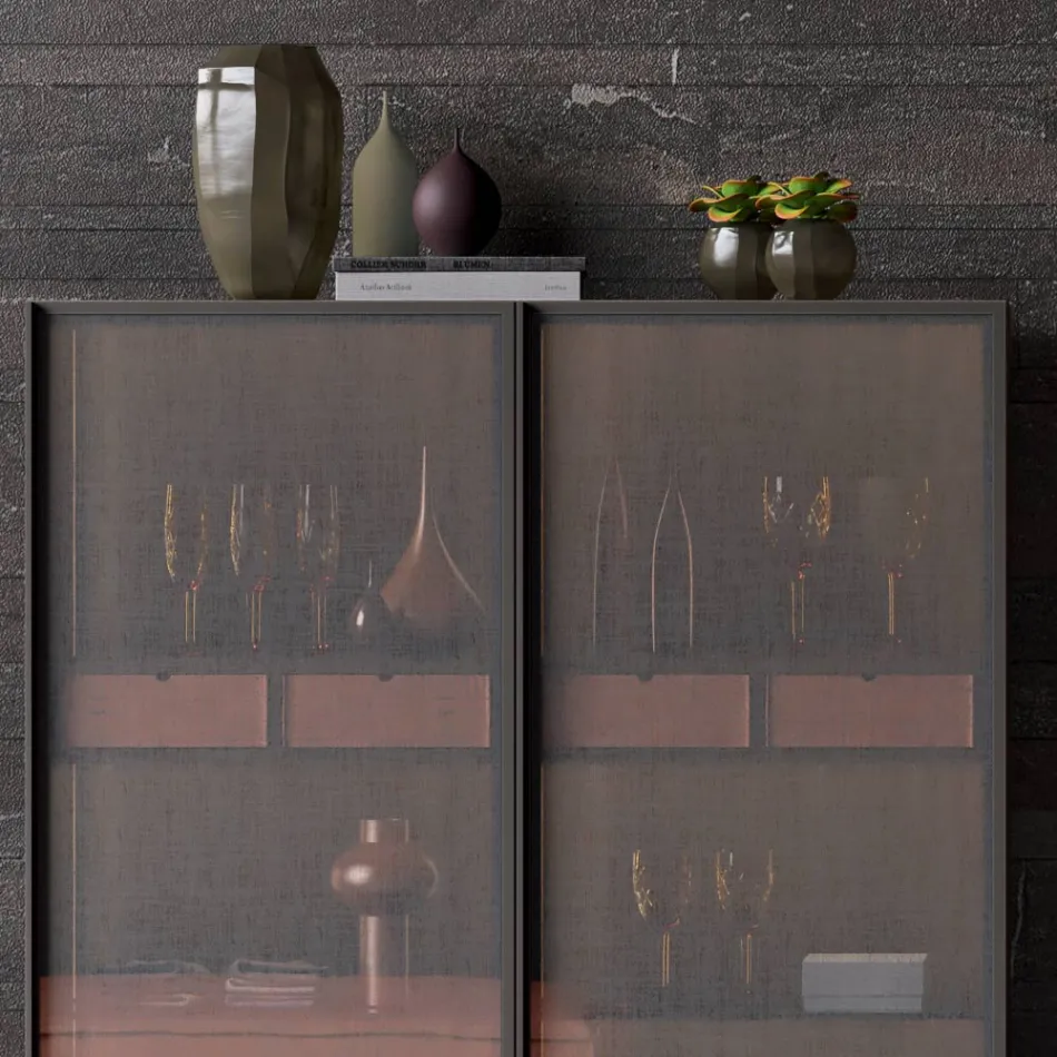 2-Door Sideboard in Ecological Wood and High Quality Metal Made in Italy - Aaron Viadurini