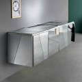 Wall Hanging Sideboard in Matt White Wood and Mirrored Glasses - Senese