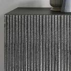 Three-Door Sideboard in Striped Glass and Melamine-Finished Wood Made in Italy - Ninfa Viadurini