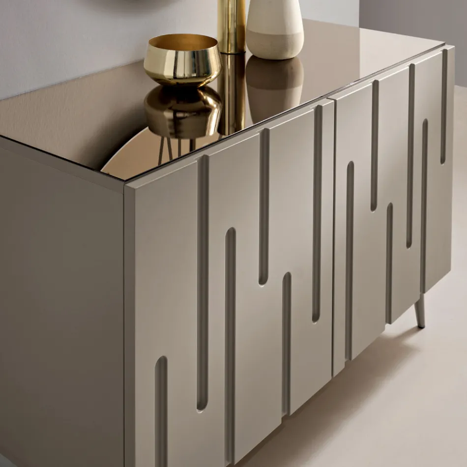 Sideboard with 2 Push-Pull Doors in MDF Made in Italy - Fabrizia Viadurini