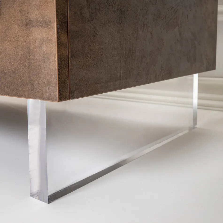 Sideboard with 2 Doors and 2 Central Open Compartments in Melamine Made in Italy - Minnie Viadurini