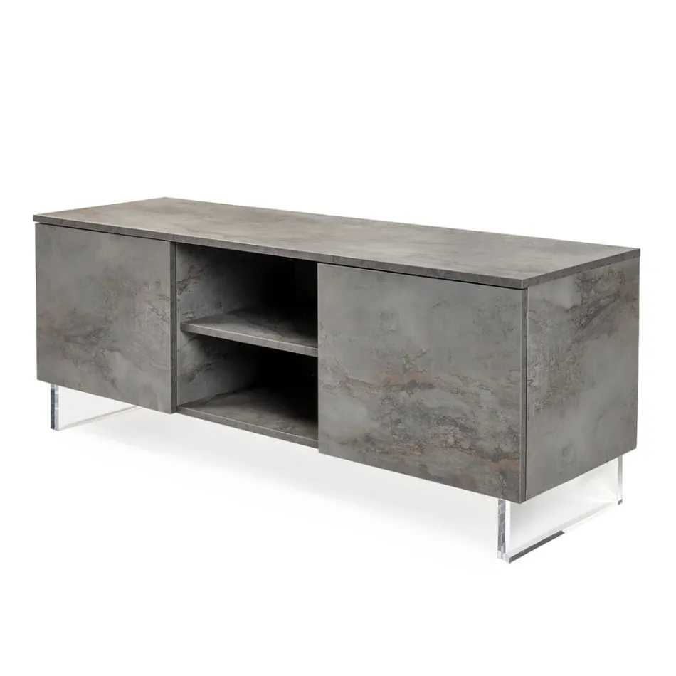 Sideboard with 2 Doors and 2 Central Open Compartments in Melamine Made in Italy - Minnie Viadurini