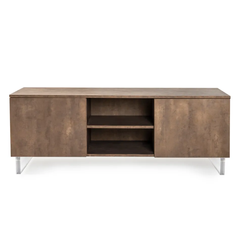 Sideboard with 2 Doors and 2 Central Open Compartments in Melamine Made in Italy - Minnie Viadurini