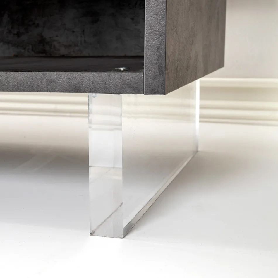 Sideboard with 2 Doors and 2 Side Open Compartments in Melamine Made in Italy - Mouse Viadurini