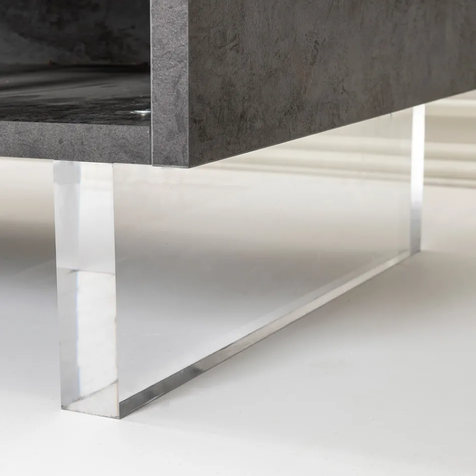 Sideboard with 2 Doors and 2 Side Open Compartments in Melamine Made in Italy - Mouse Viadurini