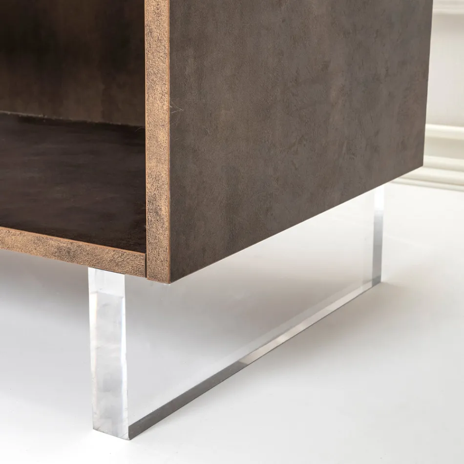 Sideboard with 2 Doors and 2 Side Open Compartments in Melamine Made in Italy - Mouse Viadurini