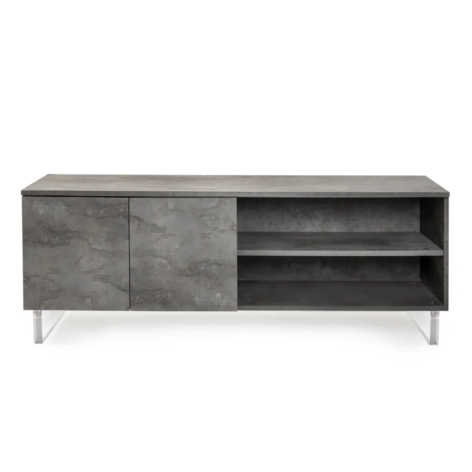 Sideboard with 2 Doors and 2 Side Open Compartments in Melamine Made in Italy - Mouse Viadurini