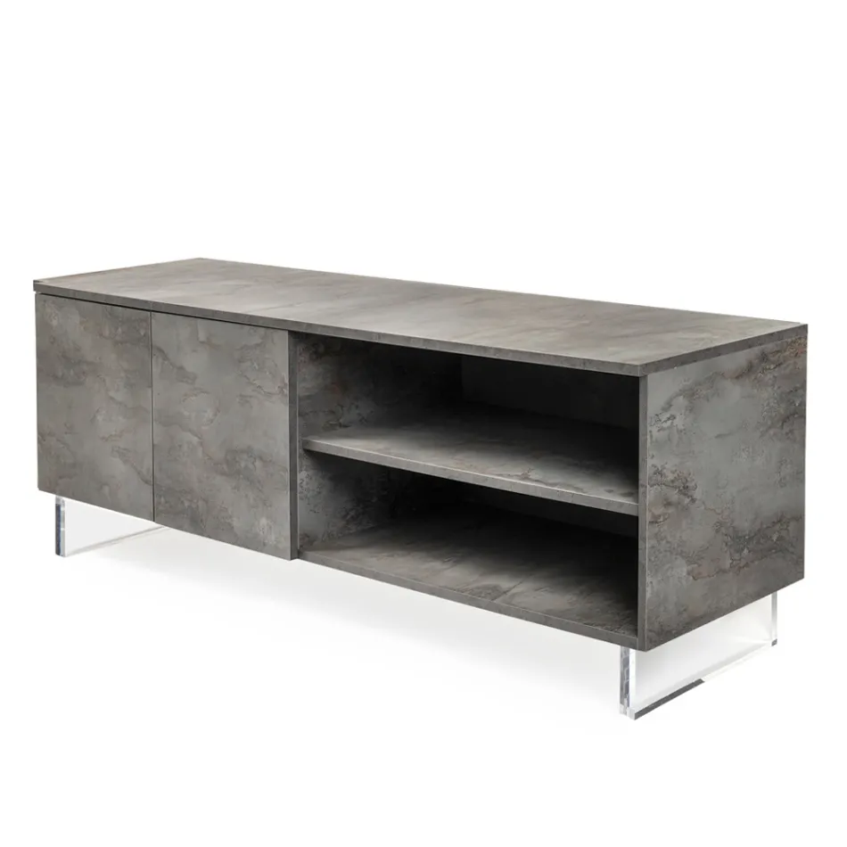 Sideboard with 2 Doors and 2 Side Open Compartments in Melamine Made in Italy - Mouse Viadurini