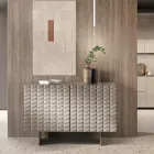 Sideboard with 2 Doors in MDF Covered in Lacquered PVC Made in Italy - Dorotea Viadurini