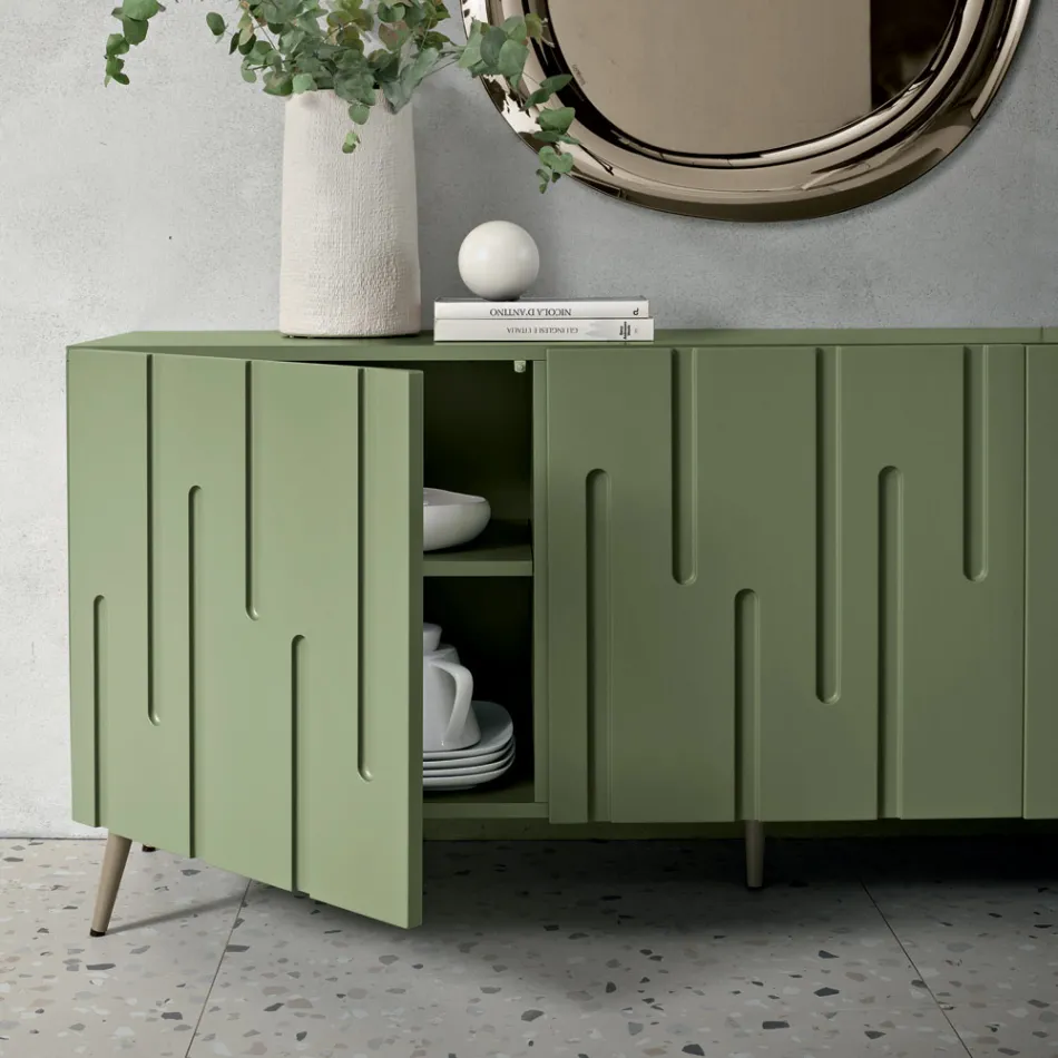Sideboard with 3 Push-Pull Doors in MDF Made in Italy - Fabrizia Viadurini