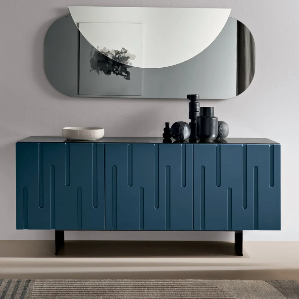 Sideboard with 3 Push-Pull Doors in MDF Made in Italy - Fabrizia Viadurini