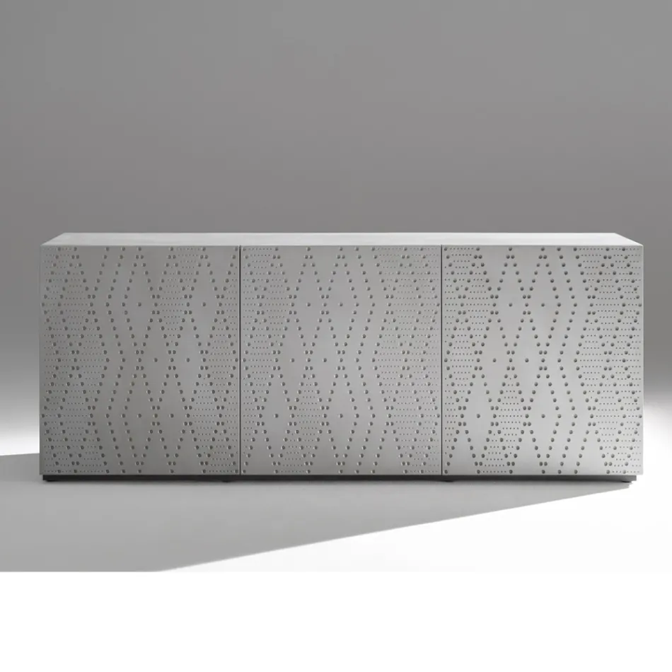 Sideboard with 3 Doors and 3 Internal Shelves, Foundry Aluminum Decoration - Scorpion Viadurini