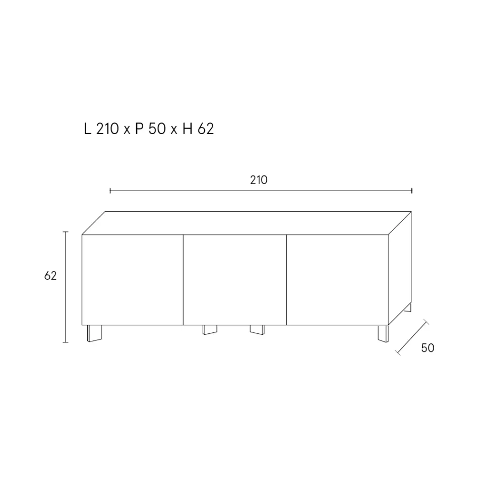 Sideboard with 3 Doors in Painted Wood Agglomerate - Ariete Viadurini