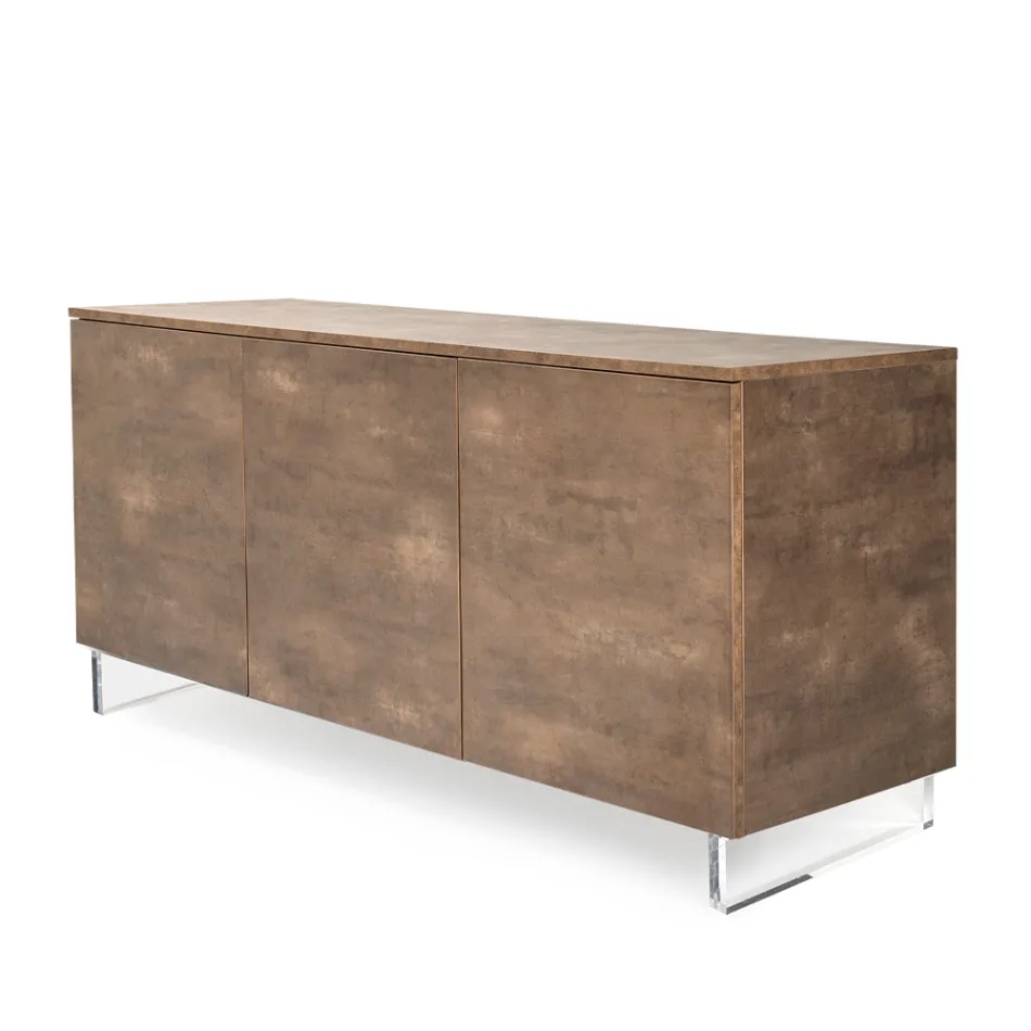 Sideboard with 3 Melamine Doors and Plexiglass Feet Made in Italy - Mickey Mouse Viadurini
