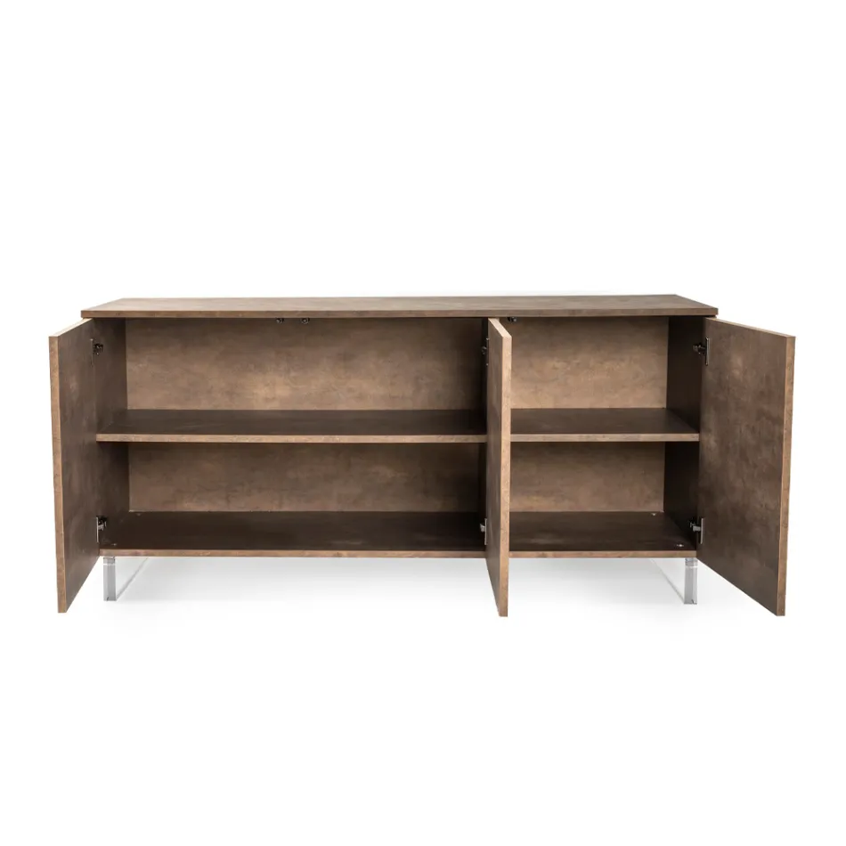 Sideboard with 3 Melamine Doors and Plexiglass Feet Made in Italy - Mickey Mouse Viadurini