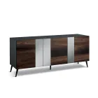 Sideboard with 3 Oak Veneer Doors and Mirror Inserts - Enrica Viadurini