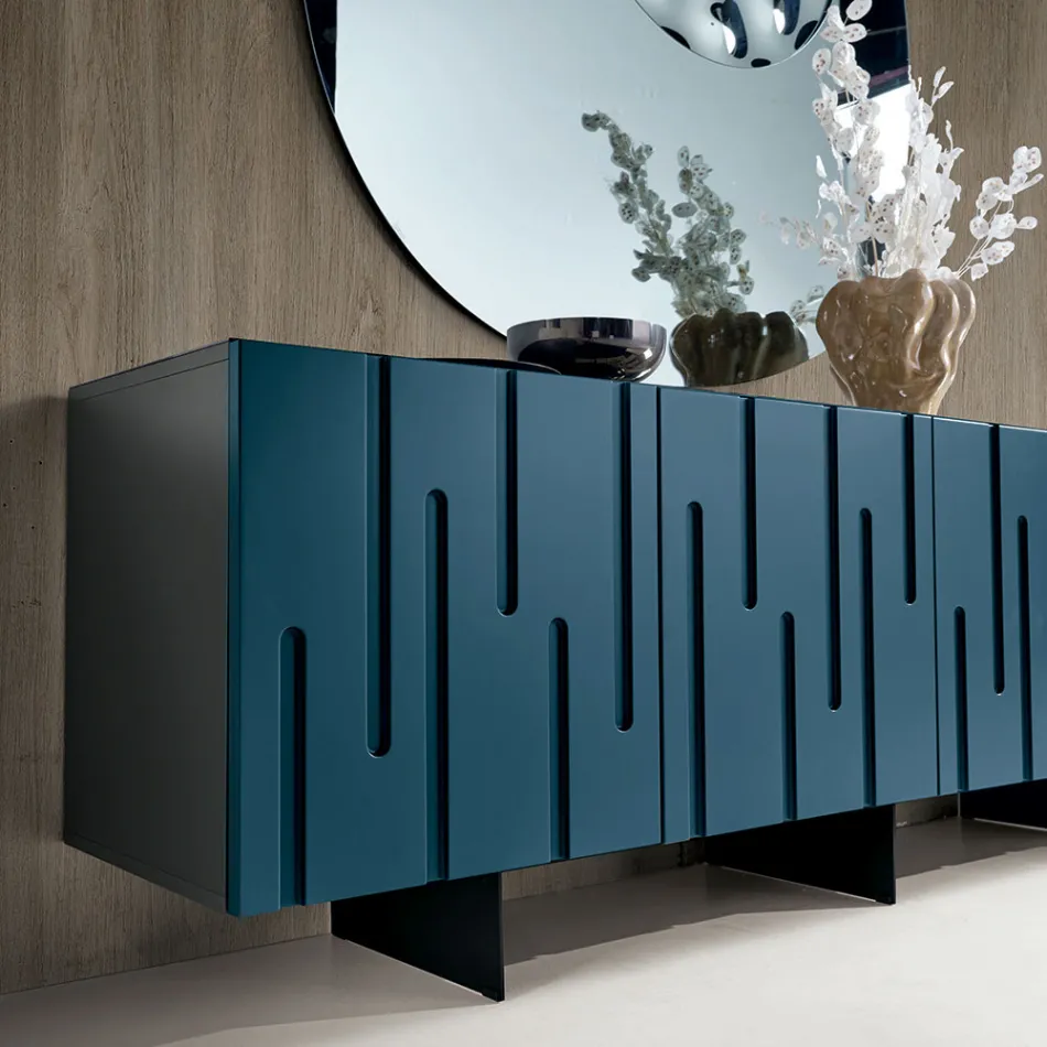 Sideboard with 4 Push-Pull Doors in MDF Made in Italy - Fabrizia Viadurini