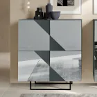 Sideboard with 4 Lacquered MDF Doors Covered in Mirror Glass - Diletta Viadurini