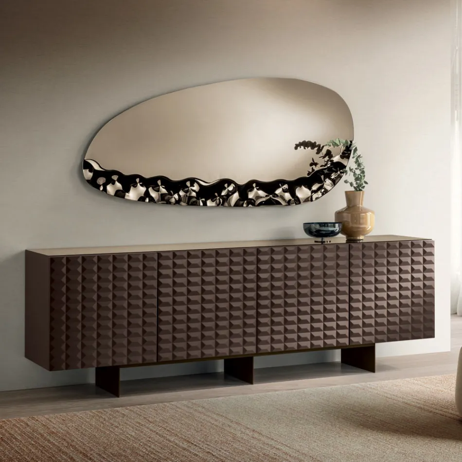 Sideboard with 4 Doors in MDF Covered in Lacquered PVC Made in Italy - Dorotea Viadurini