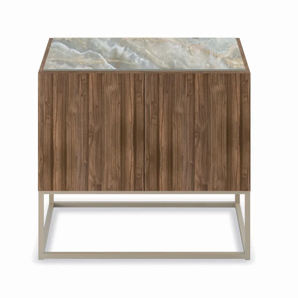 Sideboard with Push-Pull Opening Doors in Blockboard Wood Made in Italy - Salerno Viadurini