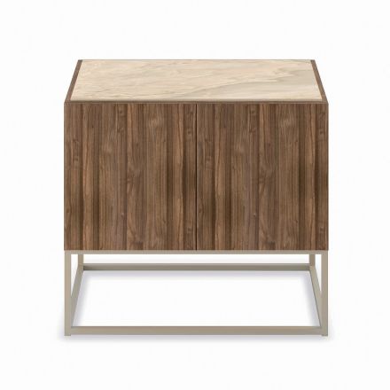 Sideboard with Push-Pull Opening Doors in Blockboard Wood Made in Italy - Salerno Viadurini