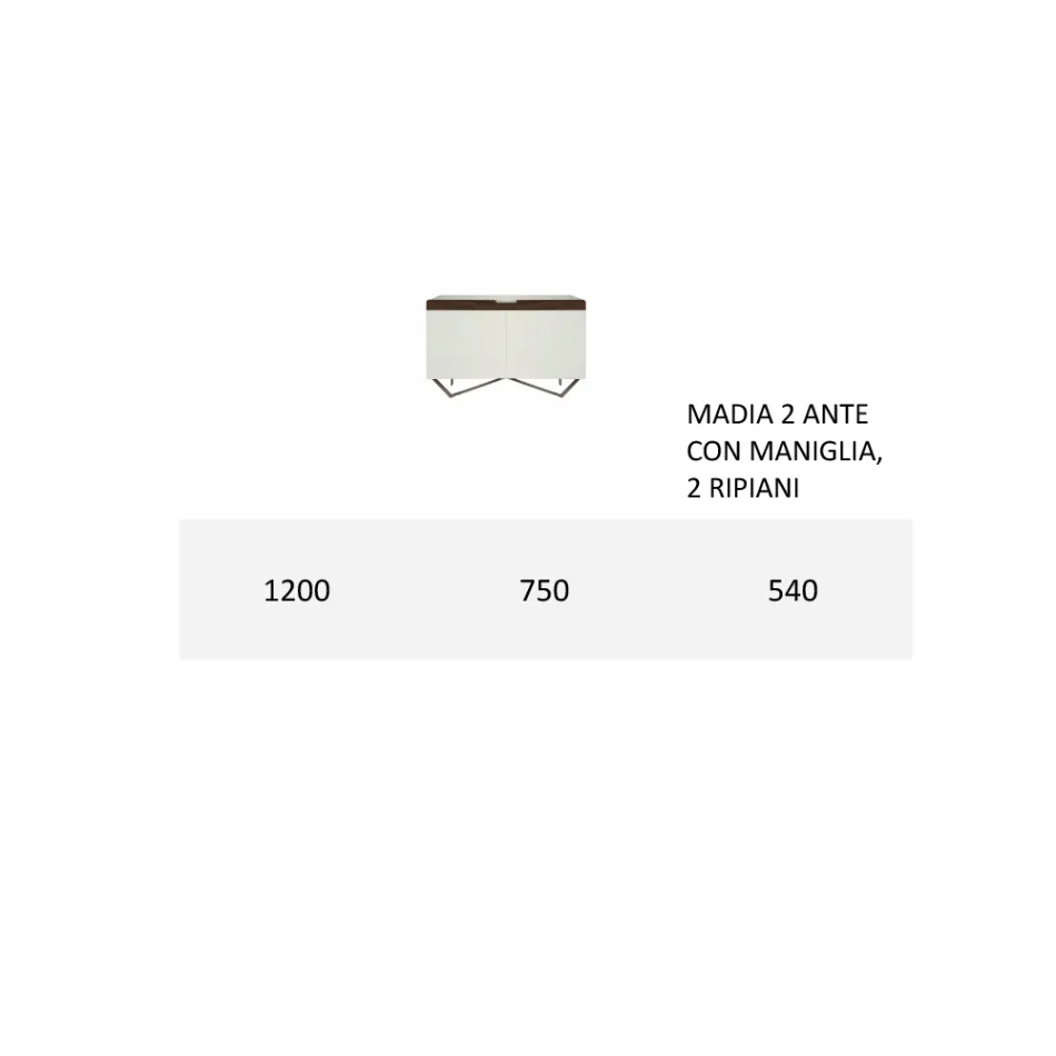 Sideboard with Structure in White Mdf 2 Iron Feet Made in Italy - Coral Viadurini