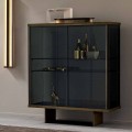 Lounge Sideboard in Smoked Glass and High Quality Marble Made in Italy - Leonarda