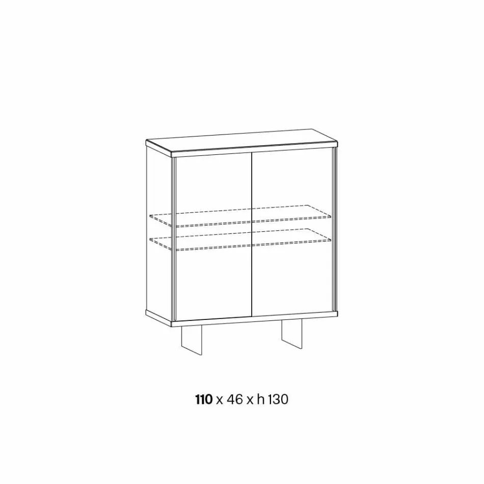 Lounge Sideboard in Smoked Glass and Green Guatemala Marble - Leonarda Viadurini
