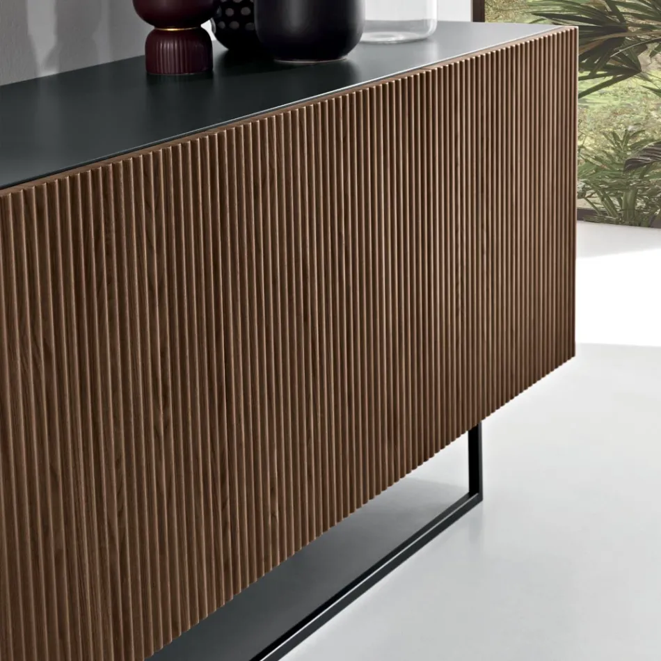Estella Indoor Sideboard with Laminated Body and PVC-Covered MDF Doors Viadurini
