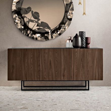 Estella Indoor Sideboard with Laminated Body and PVC-Covered MDF Doors Viadurini