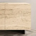 Lounge Sideboard with 2 Doors in Travertine Marble Finish Made in Italy - Jon Viadurini